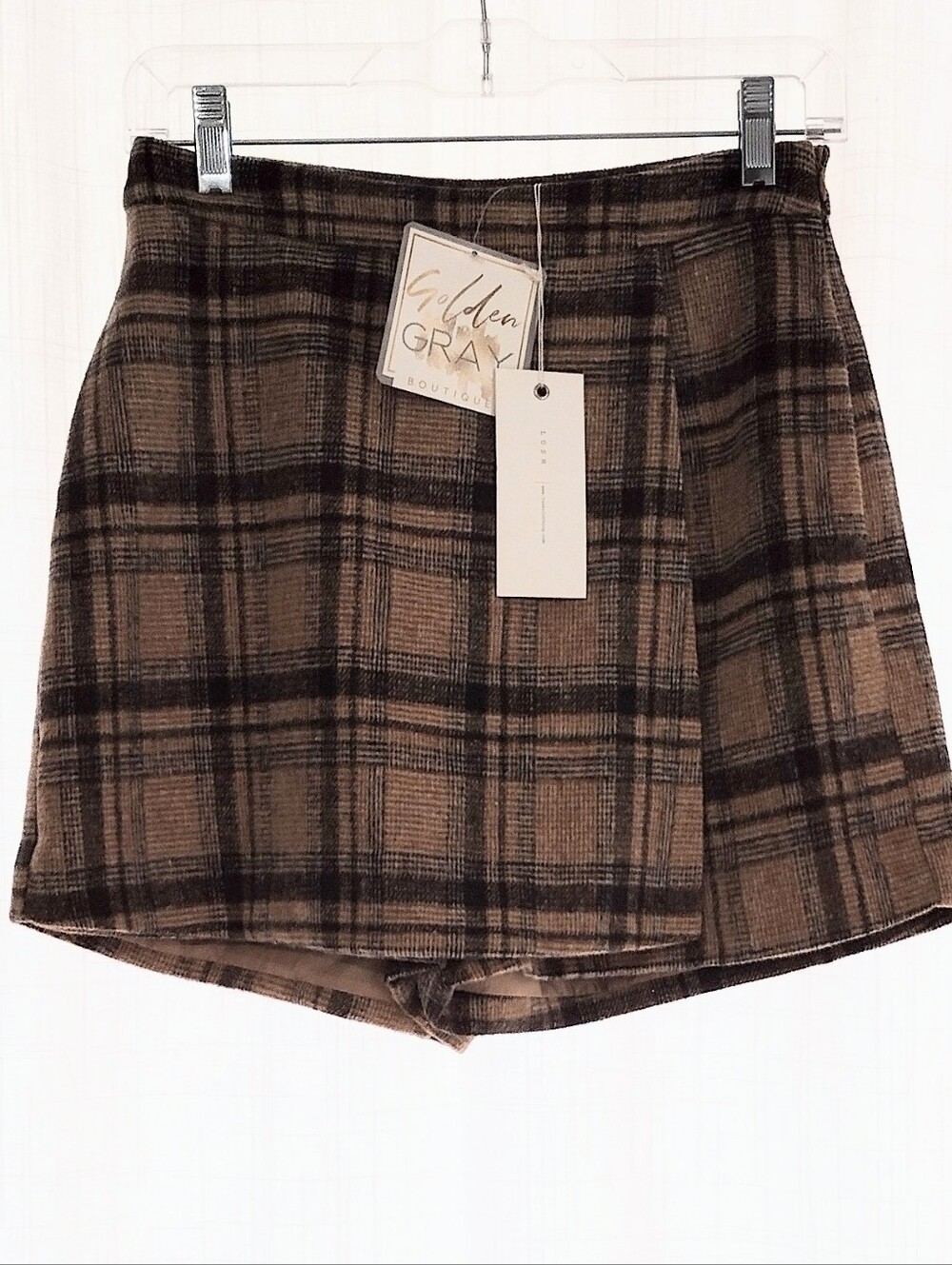 Lush Sz S Plaid Mini Skirt - Shorts Brown/Black